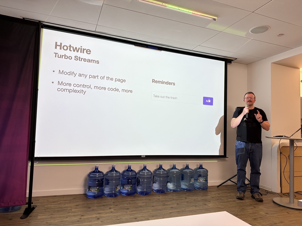 Photo of me giving my talk